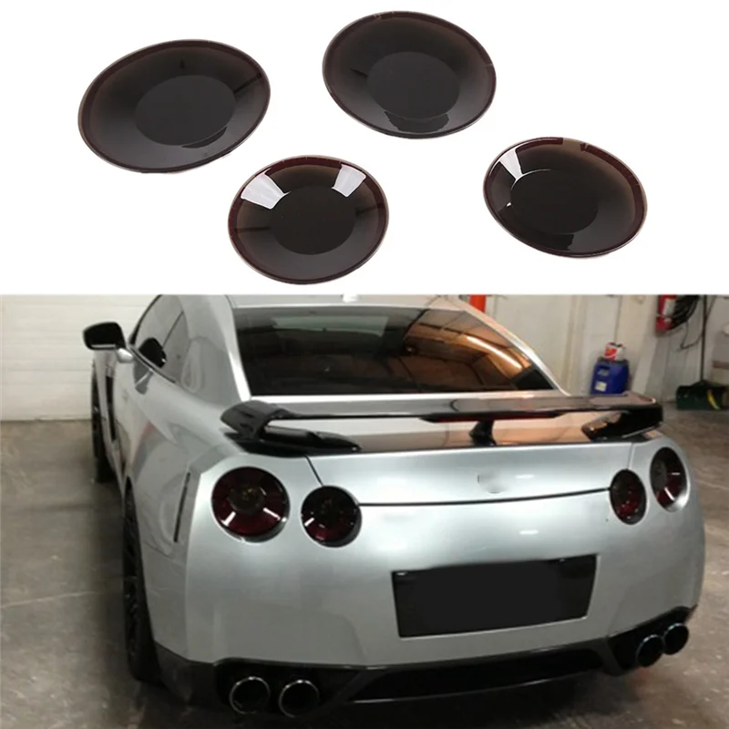 

New Arrival Car Tail Light Shade Rear Brake Light Signal Lamp Indicator Protection Cover Smoked Black ABS For Nissan GTR R35 200
