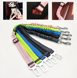 Adjustable Retractable Car Pet Dog Leash Seat Belt Nylon Reflective Safety Cushioning Elastic for Dog Accessories Supplies