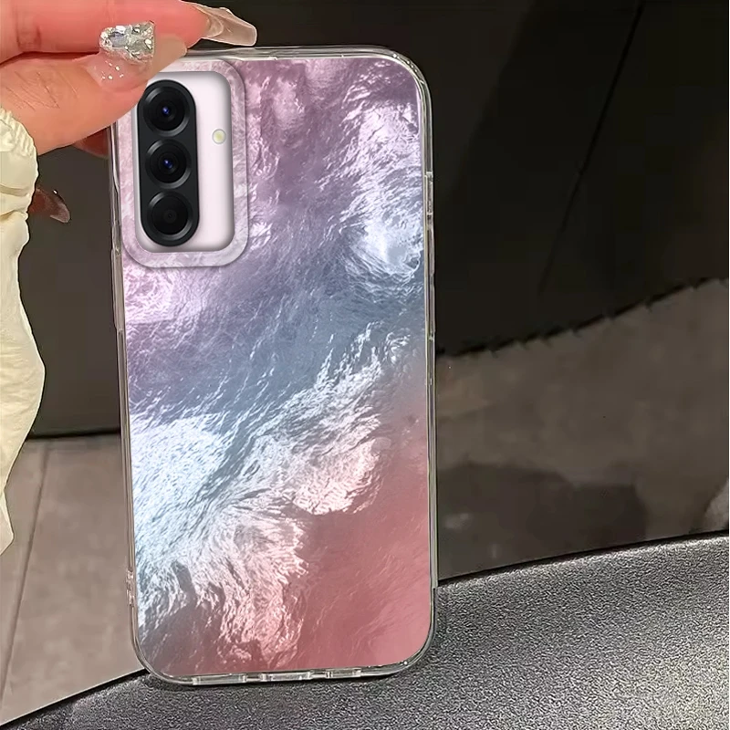 グラデーション氷河テクスチャスマホケース Samsung Galaxy A56 A16 A26 A36 A06 A55 A35 A25 A15 A54 S24 S25 S22 S23 FE用 カバー