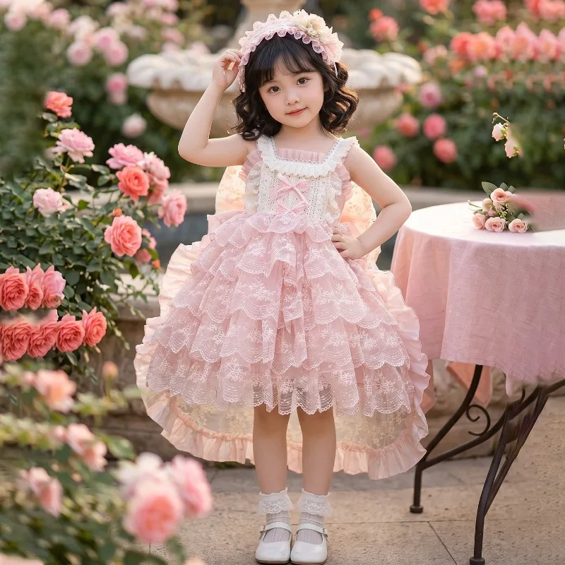 Baby Girls' Heavy Industry High End Dress Sweet Summer Little Girl Cake Puff Beautiful Birthday Dress