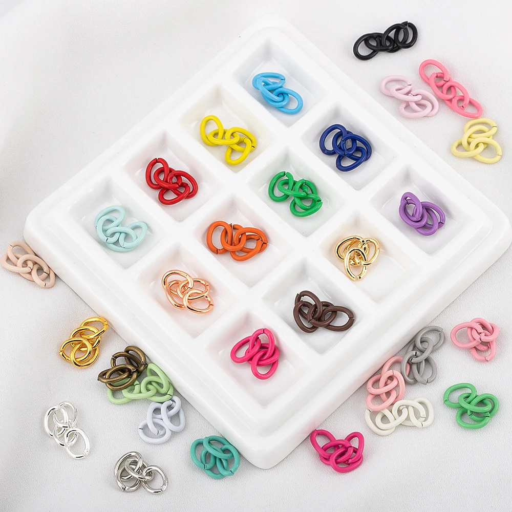 

50pcs/lot Colorful Painted 4-Segment Alloy Chains DIY Extender Chains Keychain Tail Chains Jewelry Pendant Accessories Wholesale
