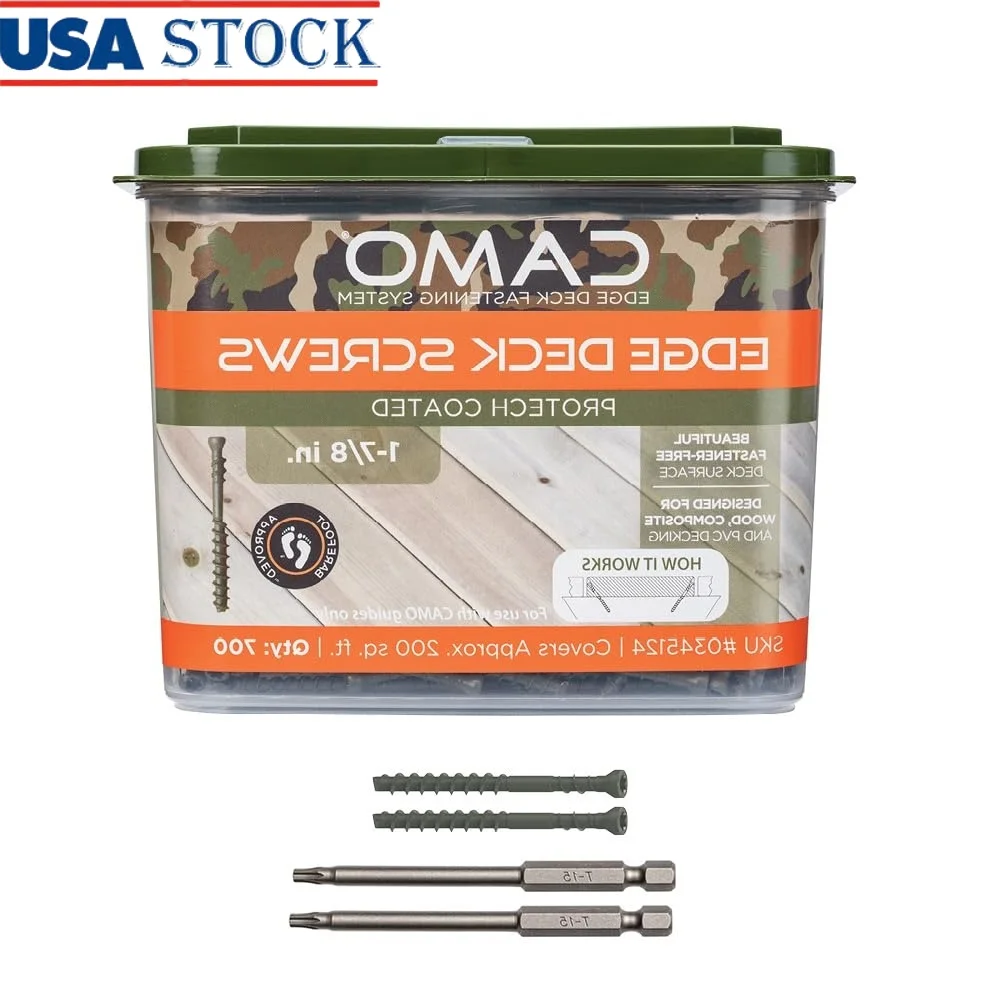 

Edge Deck Screws Hidden Fastening System 1-7/8 inch ProTech Coated Alloy Steel Star Drive Reduce Splitting Decking 700 ct