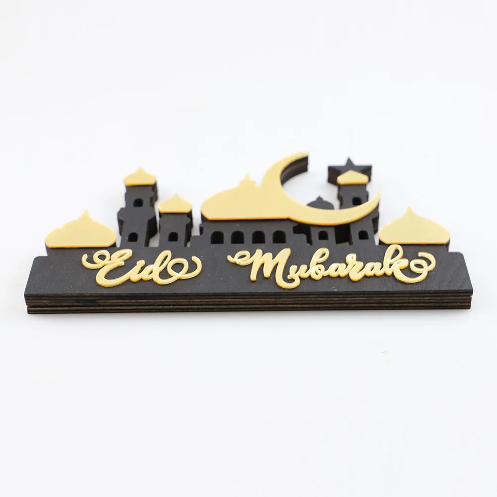 Ramadan Wooden Decoration Hollow Out Design Delicate Eid Party Ornament Ramadan Desktop Ornament Eid Mubarak Wood Decoration