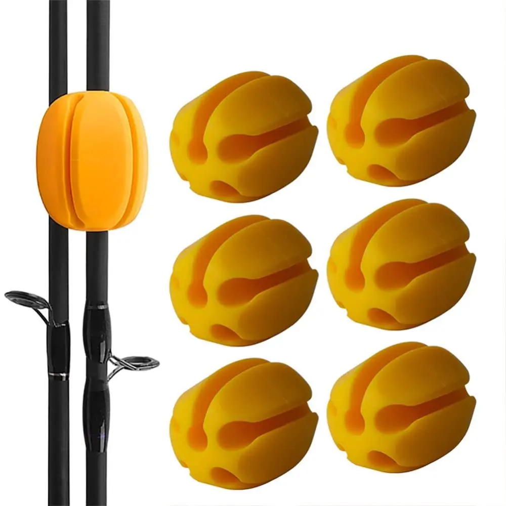 6pcs Fishing Rod Holder Straps 5 Hole Fishing Tackle Ties, Silicone Stretchy Rod Holder Fishing Rod Tie Holder Egg Shaped Binde