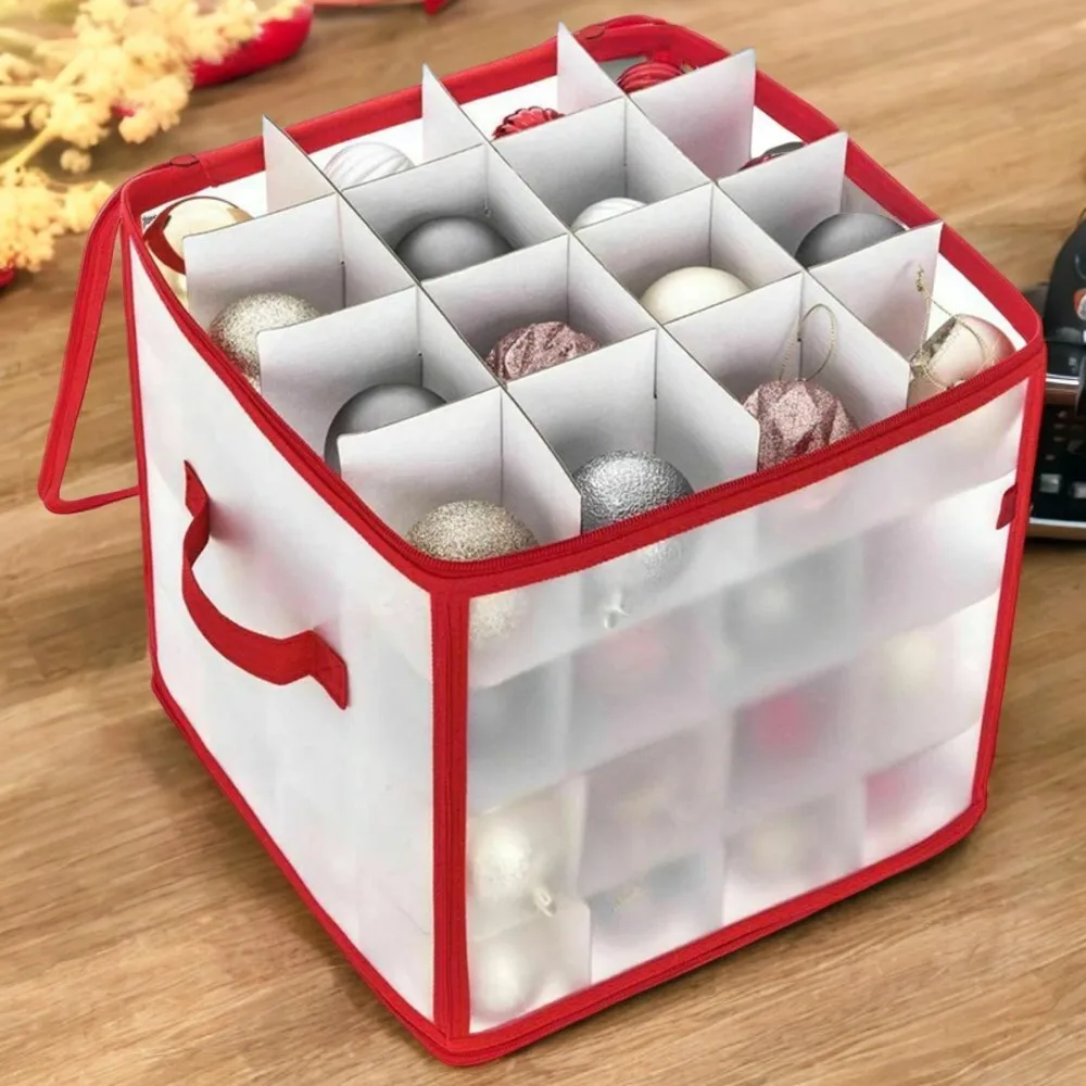 Elegant 64 Baubles Box With Lid for Organizing Christmas Tree Decorations - 2020 Collection of Stylish Christmas Balls