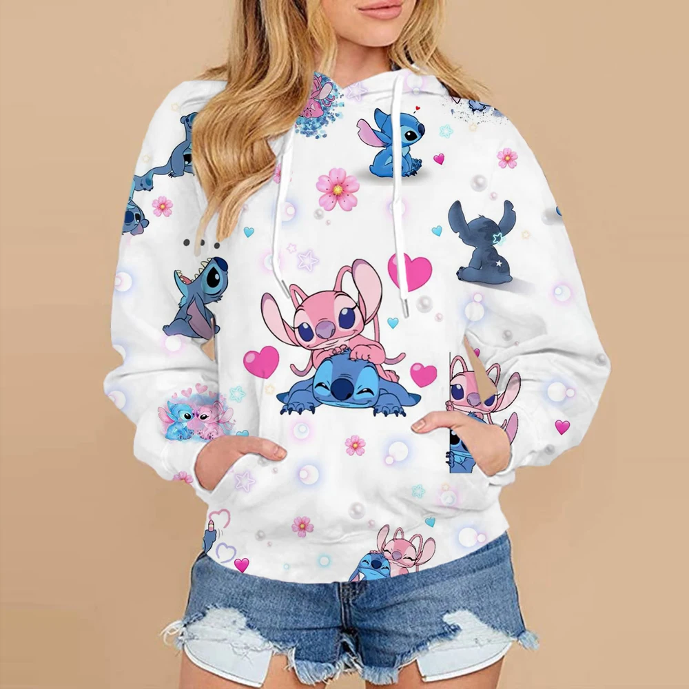 

New 2024 Hoodie Disney Lilo&Stitch Hoodie Women's Loose Casual Cartoon Top Hoodie Coat Fashion Cute Women's Hoodie