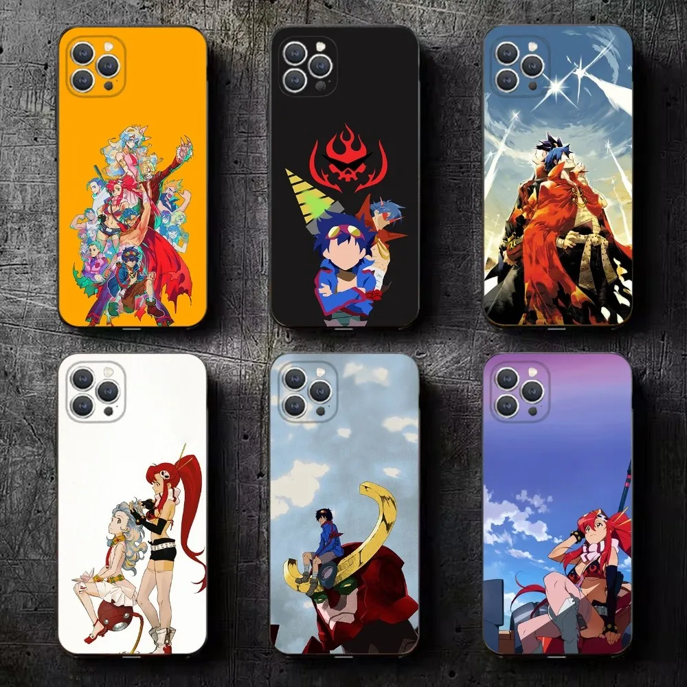 T-Tengen Toppa Gurren-Lagann Phone Case For iPhone 16,15,14,13,12,11,Plus,Pro Max,XS,X,XR,SE,Mini,8,7 Soft Silicone Black Cover