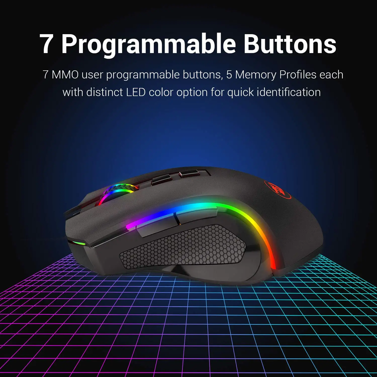 Redragon-ratón inalámbrico M602KS para juegos, periférico retroiluminado RGB con botones programables de 8000 DPI, para grabación Macro, para PC y portátil