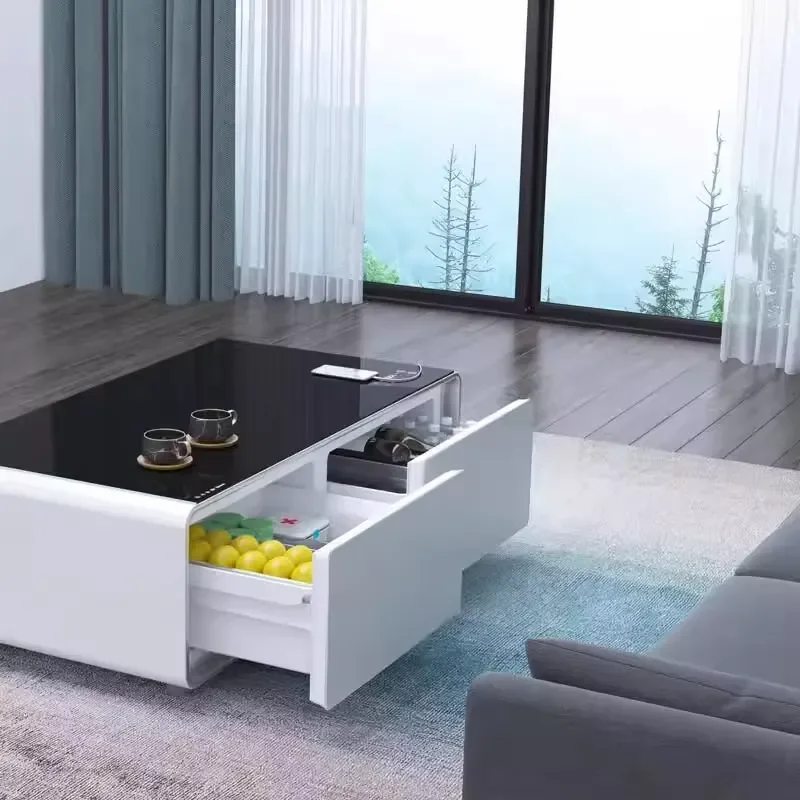 TB-90 Smart Coffee Table with Built-in Mini Fridge Multifunctional Ice Box for Living Room Summer Parties Home Bar Furniture
