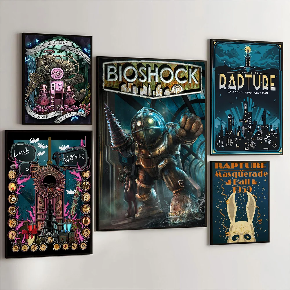 Bioshock Rapture Poster Self-adhesive Art Waterproof Paper Sticker Coffee House Bar Room Wall Decor