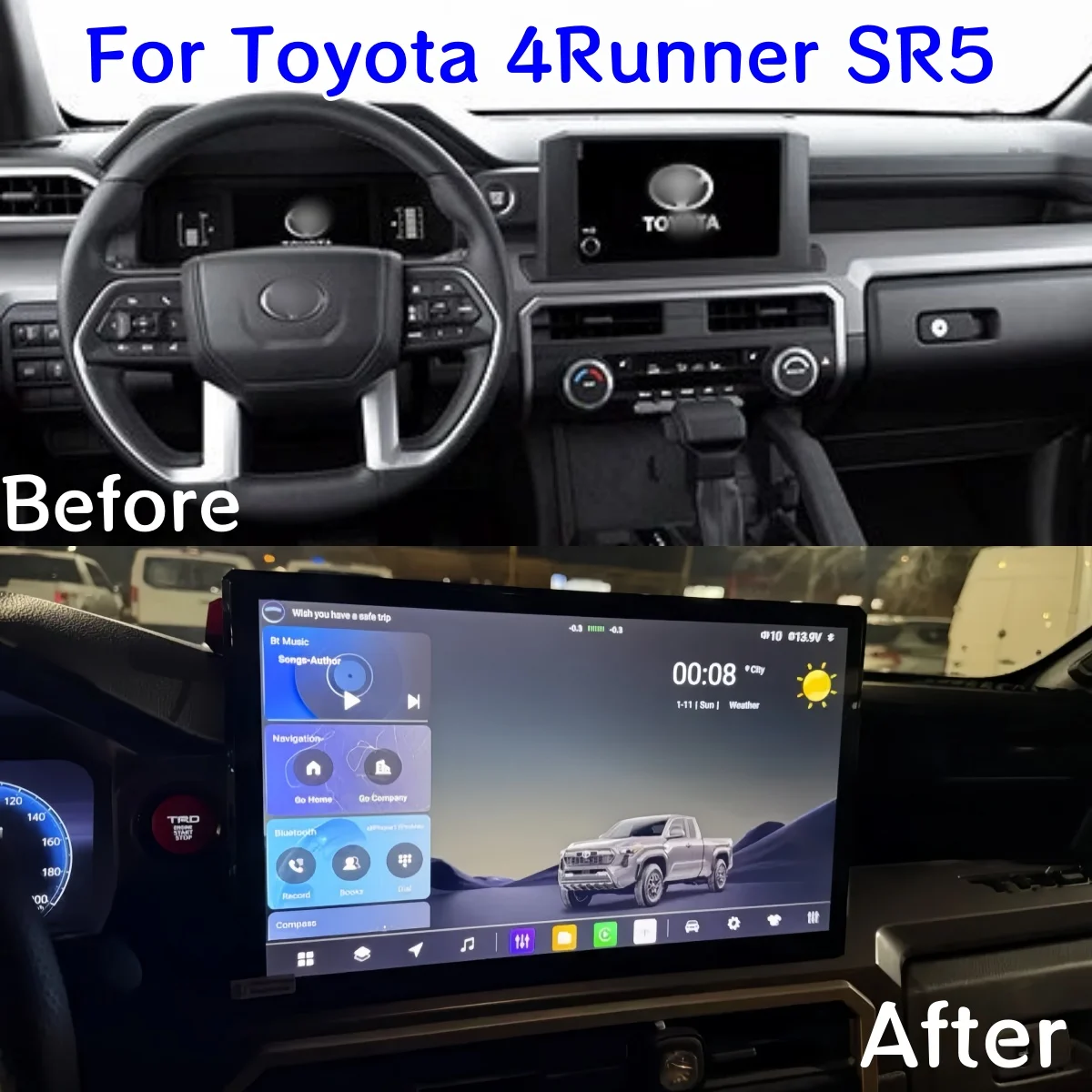 Rádio Automotivo Android de 14.6 polegadas para Toyota 4Runner SR5 2024 2025 com GPS, Navegação, Multimídia e Unidade Central Estéreo