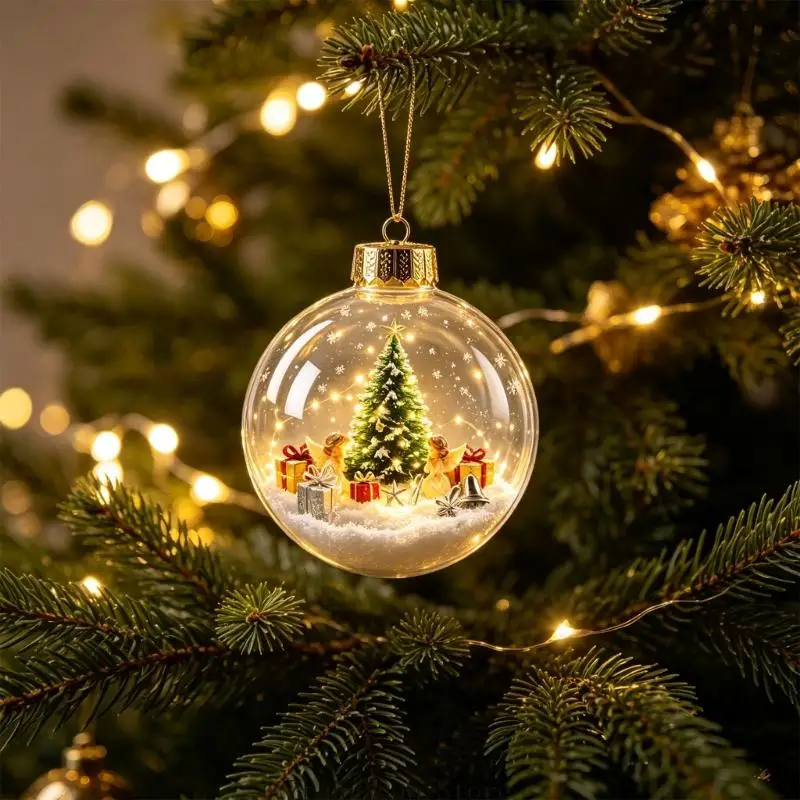 Leuchtende Weihnachtskugel-Ornament mit 3D-Szene für Weihnachtsbaum-Eingänge, Styling 3XUF – Detail 7