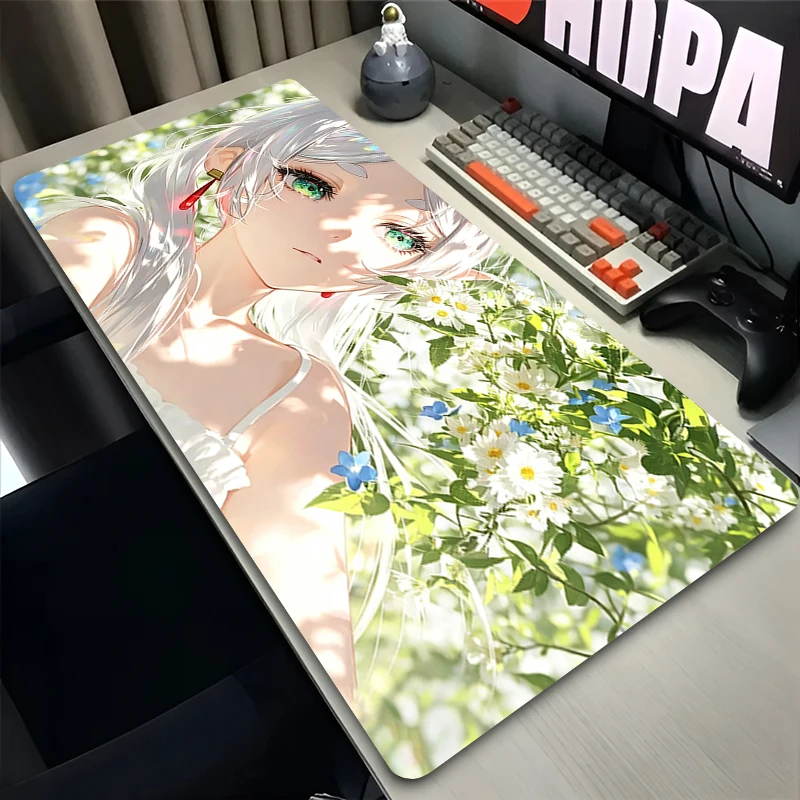 Cute Anime Mouse Pad Large Gamer Desk Mat PC Computer Keyboard Pad Rubber Gaming Accessories Frieren At The Funeral Mousepads