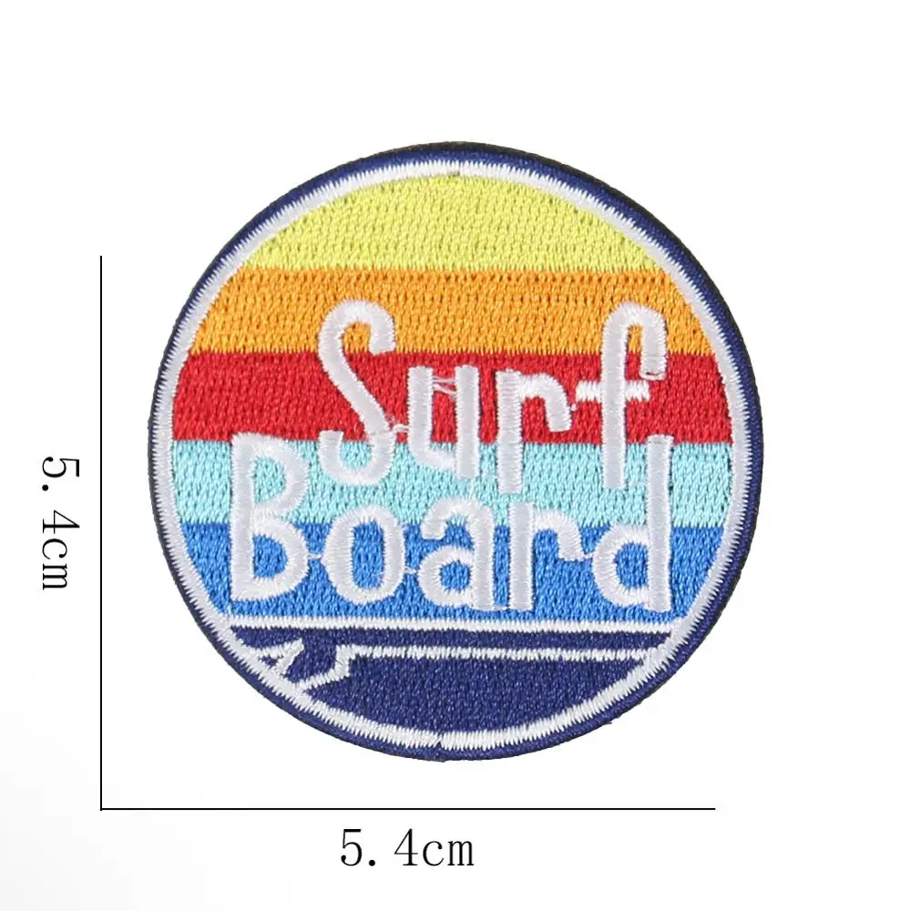 Cartoon Sea Wave Printed SURF BOARD High Quality Embroidered Patch Iron on Patches for Clothing DIY Kids Clothes Stickers Badges