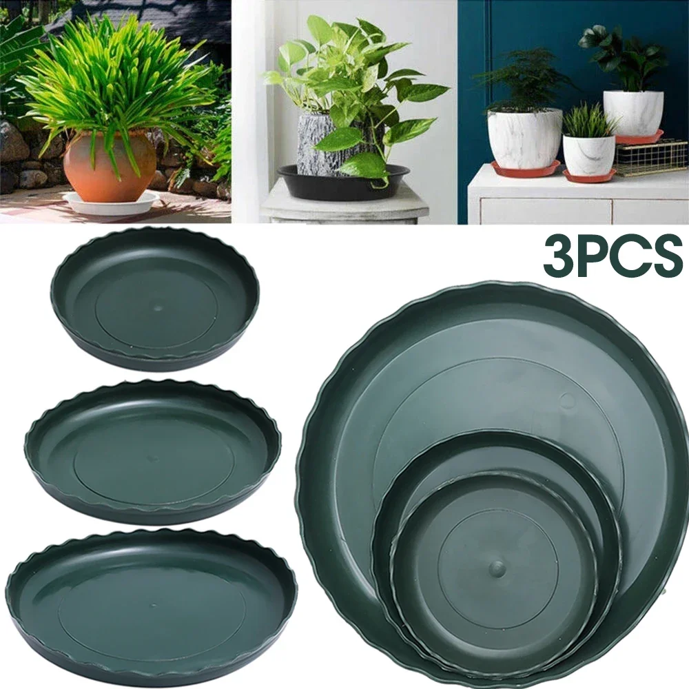 Plastic Plant Pot Trays Round Shape Flower Pot Base 3 Size Garden Flowers Green Drip Trays Water Saving Saucer Garden Supplies