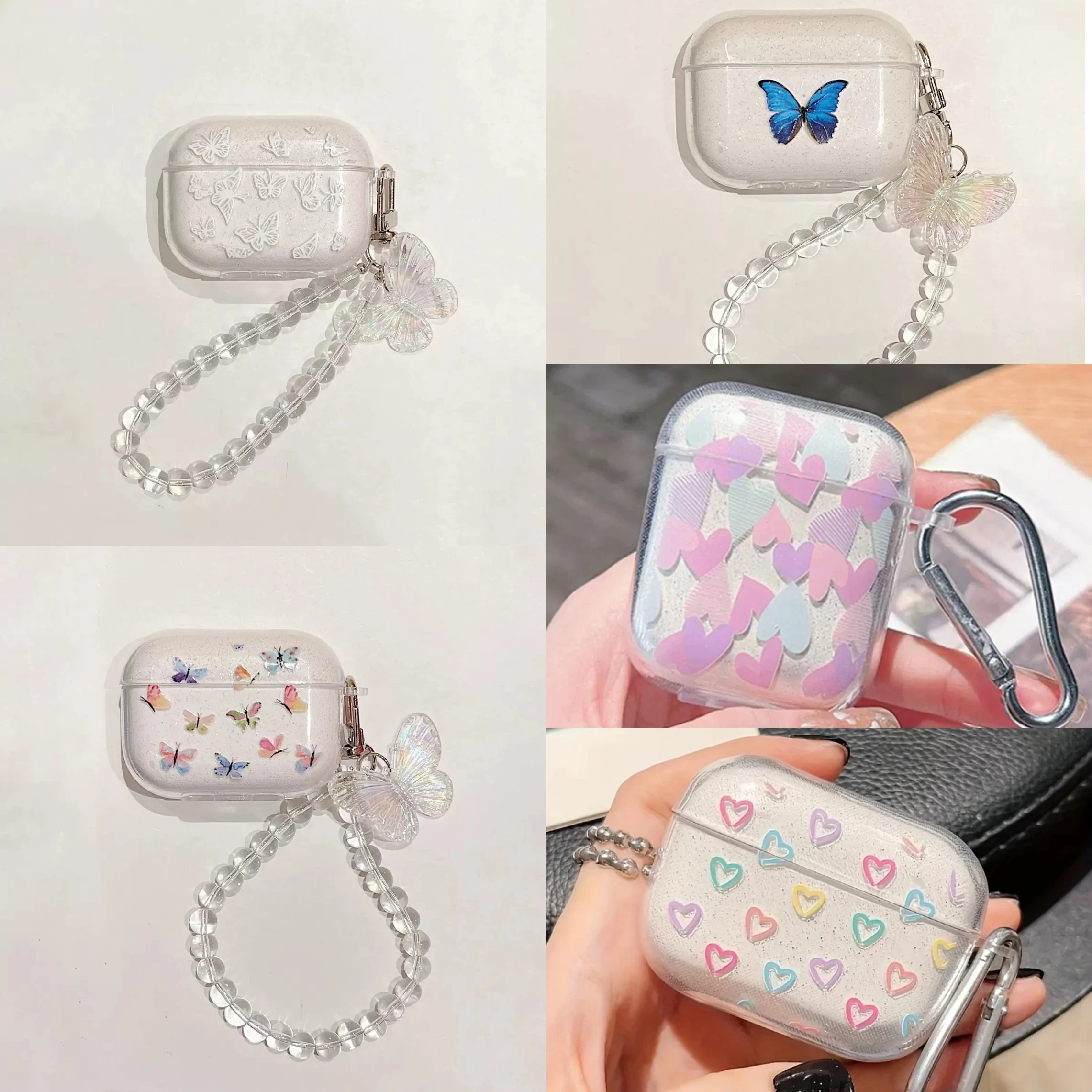 Luxus Bling Glitter Herz Schmetterling Kopfhörer Fall für Airpods 4 drahtlose Kopfhörer Abdeckung für AirPod Pro 2 1 3 weiche Silikon Fall