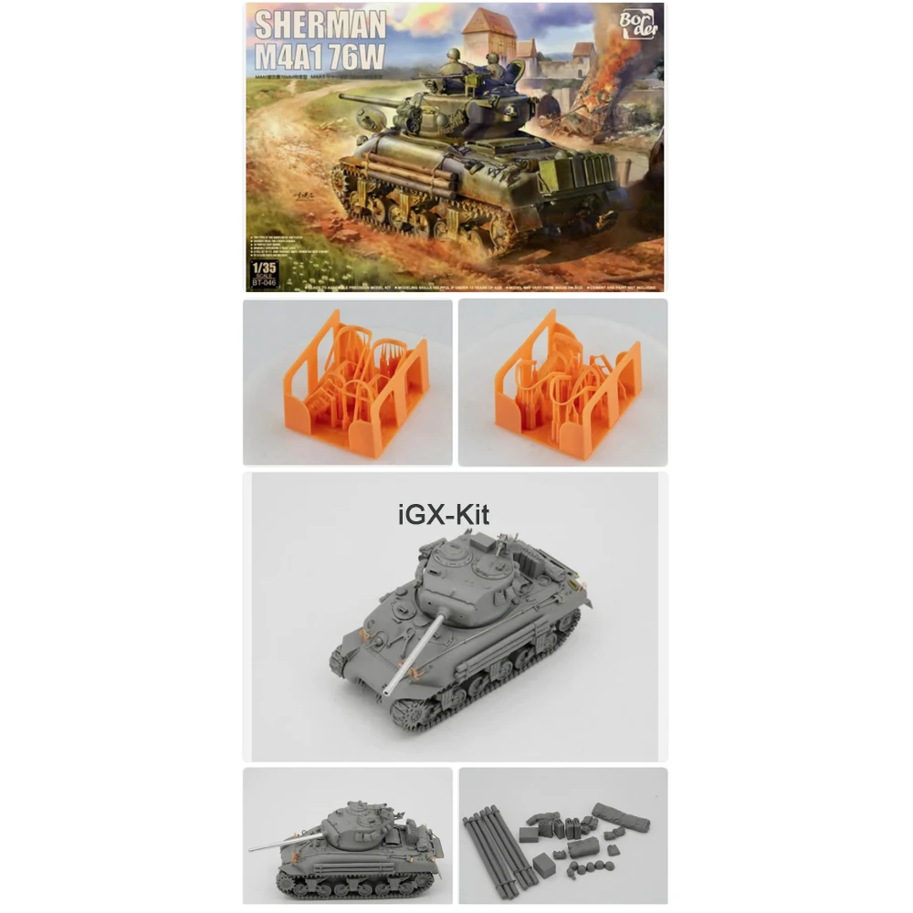 

Border BT046 1/35 Scale Sherman M4A1 76W Medium Tank Vehicle Plastic Assembly Model Building Kit Hobby Craft
