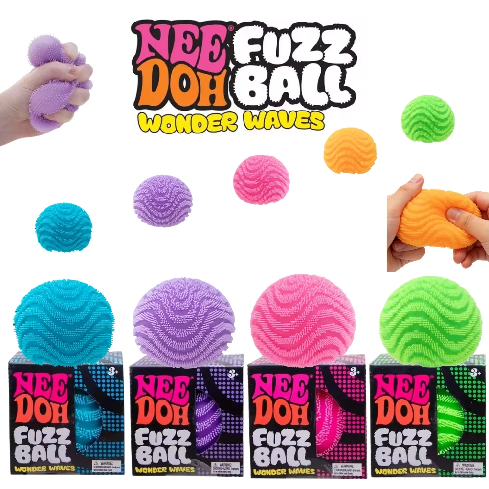 2026 Neues Modell NeeDoh Fuzz Ball Wonder Waves Sensorisches Quetschspielzeug Strukturierte Stressabbau-Fidget-Ball für Erwachsene Spielzeug
