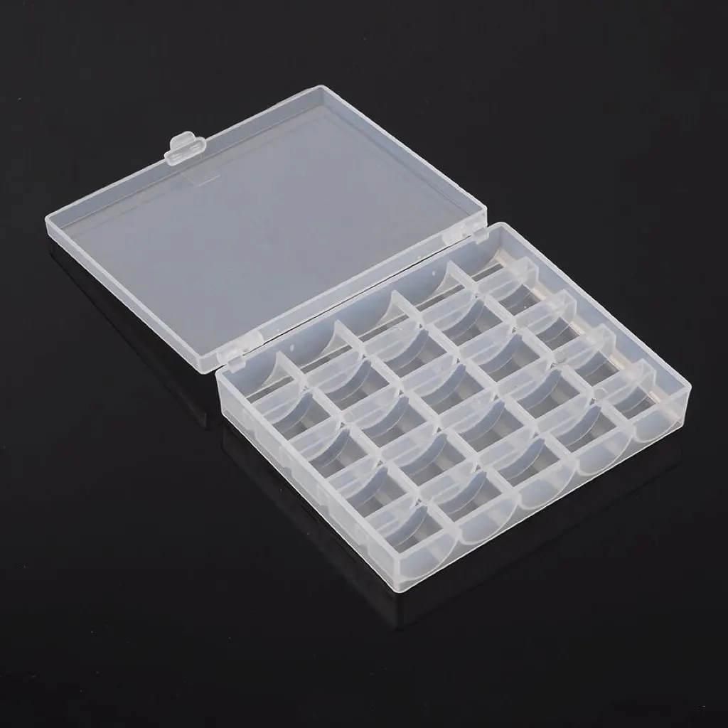 1pc Home Sewing Machine Bottom Thread Bobbin Set Clear Plastic Spools with Storage Box Compatible