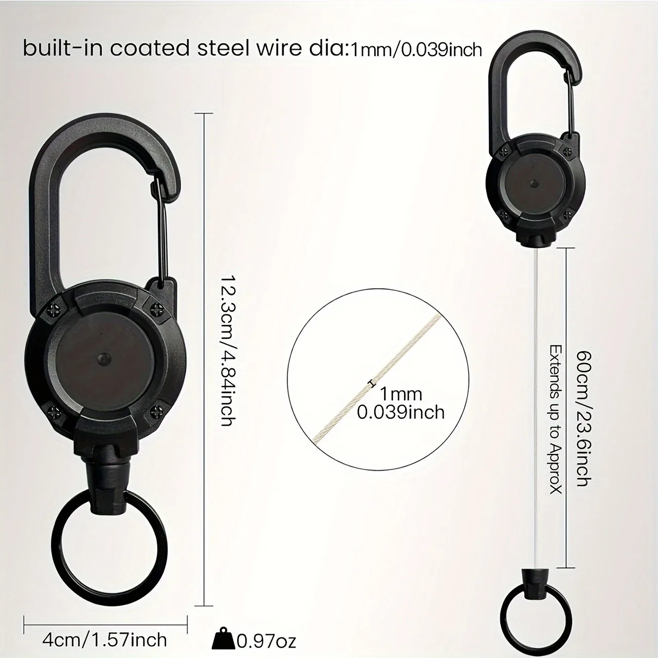 1/3 pezzi corda metallica retrattile automatica antifurto facile da tirare fibbia corda portachiavi elastico portachiavi retrattile sportivo anti smarrimento