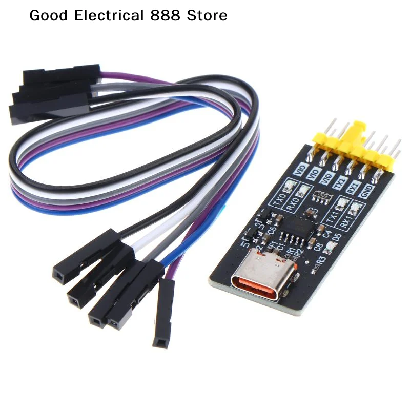 1pcs New CH342K Dual Channel USB To TTL Serial Module Type C Interface 3Mbps Multi Level 1.8V 3.3V 5V With TX RX Indicator Light