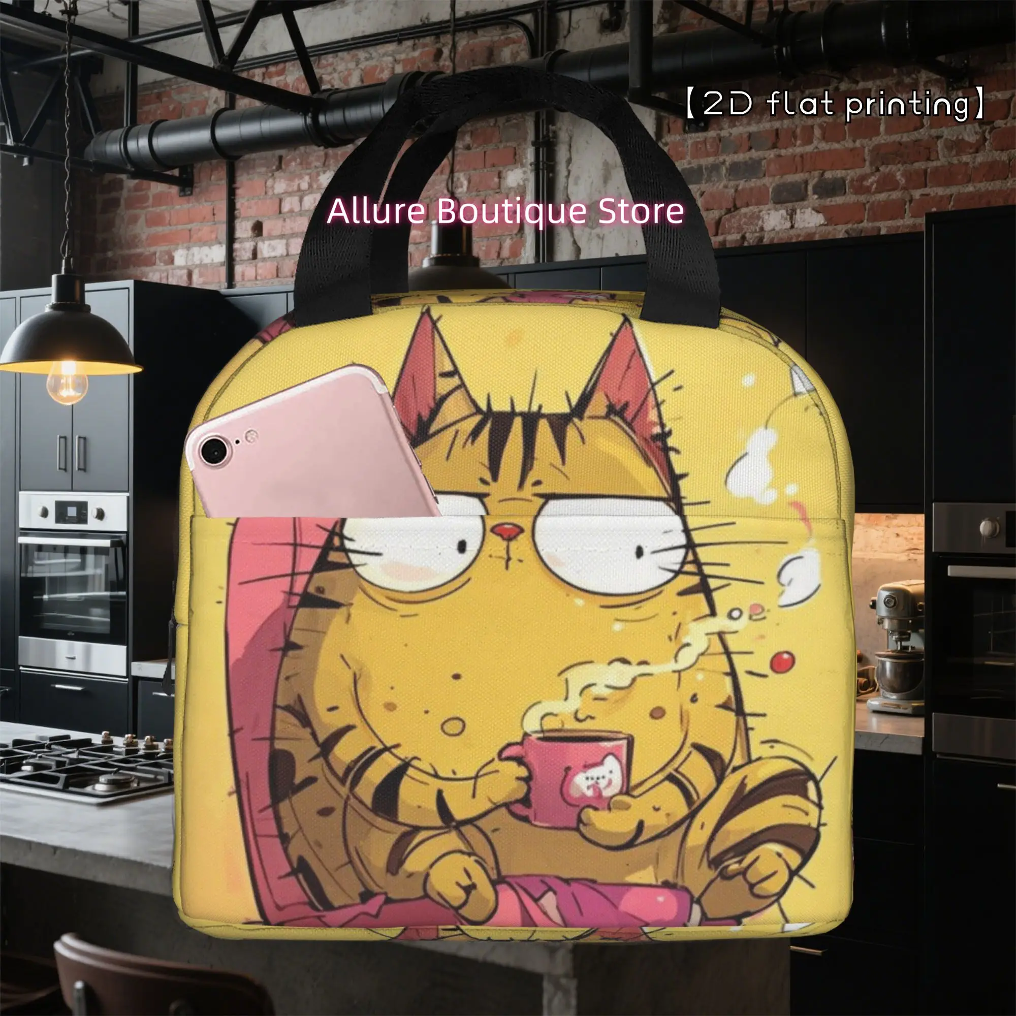 1pc Adorable Cartoon Cat Reusable Cooler Bag - Non-Food Contact, Insulated Lunch Bag with Whimsical Design, Ideal for Office, Ou