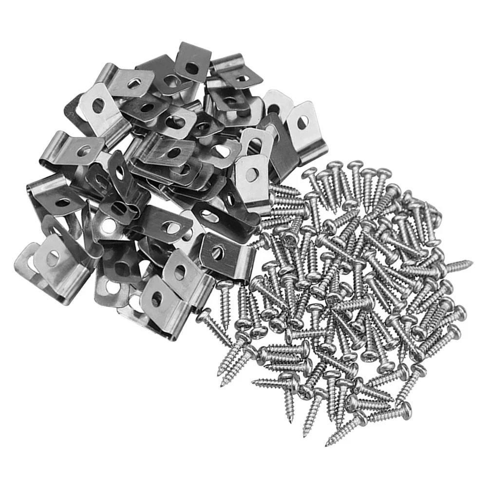 200 Pcs Stainless Steel Wire Clamp Fence Fixer Clips Duty Farm Fasteners for Mesh Woven Fencing Silver