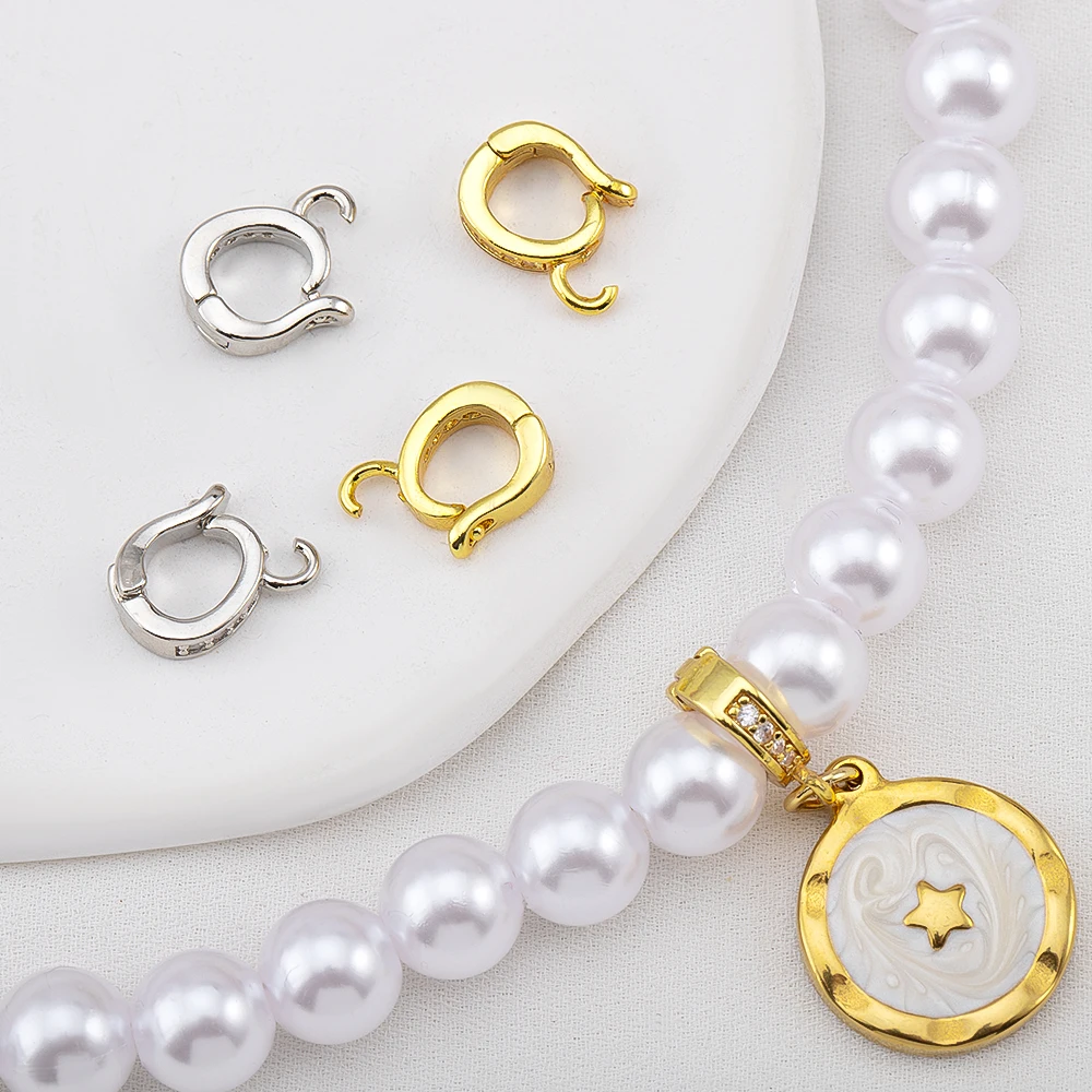18K Gold Plated Zircon Bail Pendant Holder for Needlework Jewelry Making Clasps Connectors Necklace Charms Bails DIY Accessories - view 3