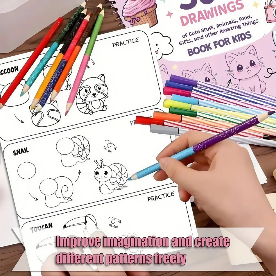 

"How to Draw Anything for a Painting Lover", 300 cute and simple step paintings depicting cute things, animals, food, and gifts