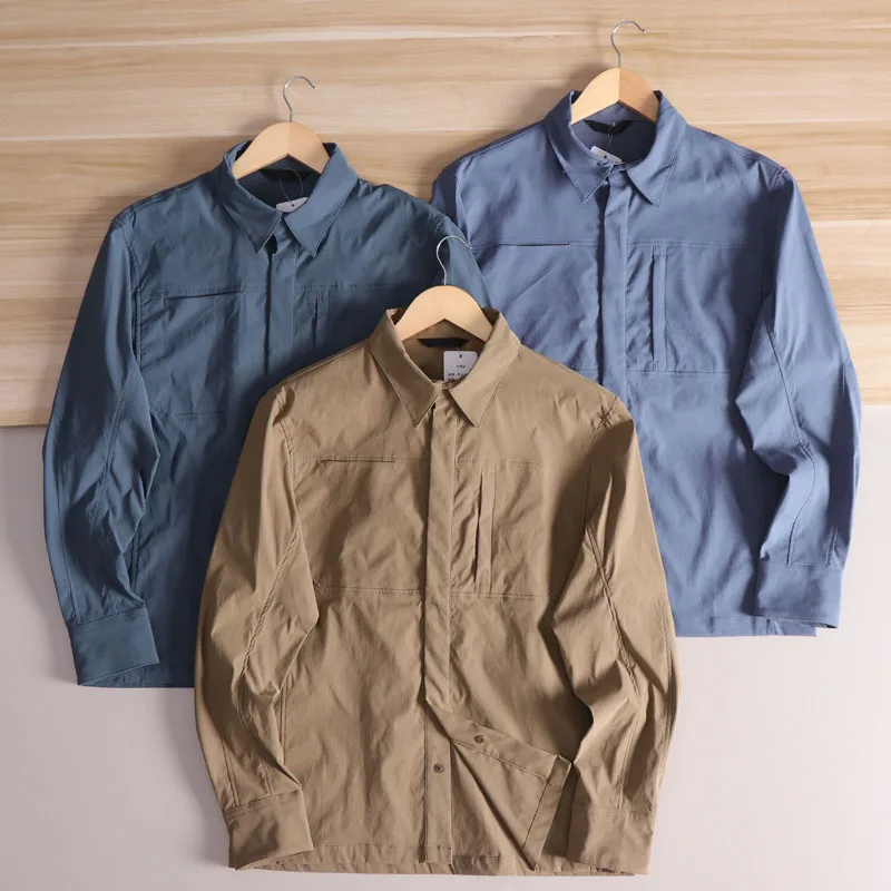 

Retro American Workwear irt Jaet Men's Casual Patchwork Trimming Resistant to Wear And Tear Autumn New Sle Long Sve