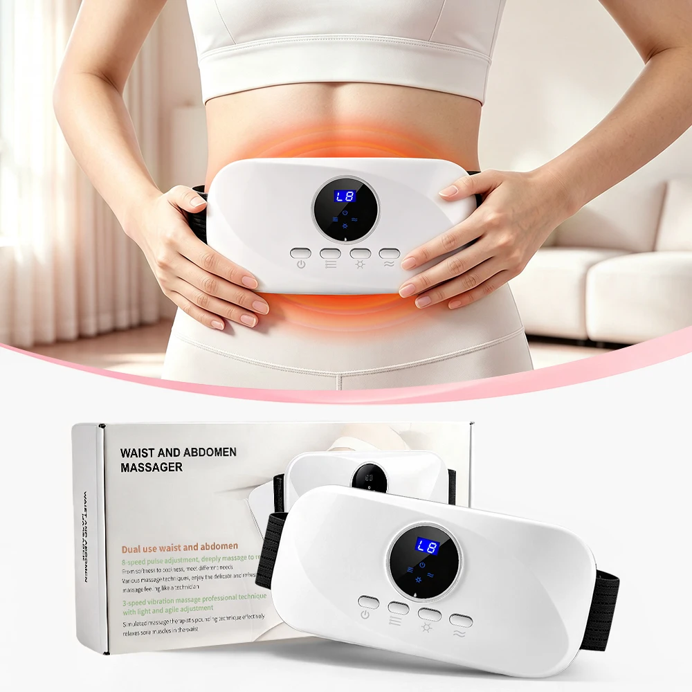 Electric Belly Shaking Massager Portable Wireless Abdominal Massage Belt Machine with Vibration Multi Modes For Women Fat Burner