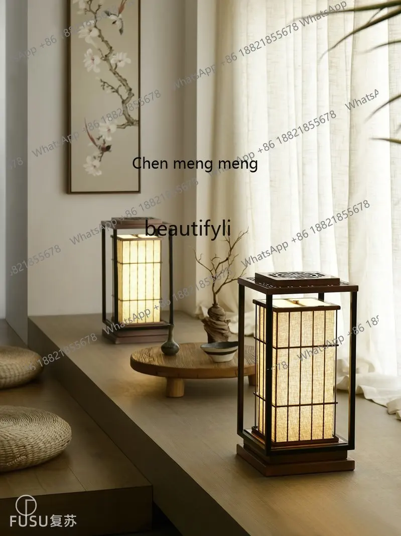 zq Desk lamp, Japanese living room, retro floor lamp, Zen tea room, study, home stay restaurant, landscape lamp