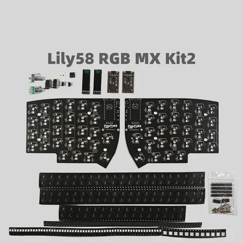 Imagen 2 del producto Kit PCB Lily58 RGB MX, teclado dividido personalizado, Kit PCB con cable o inalámbrico DIY Lily 58, accesorios para teclados divididos sin soldar
