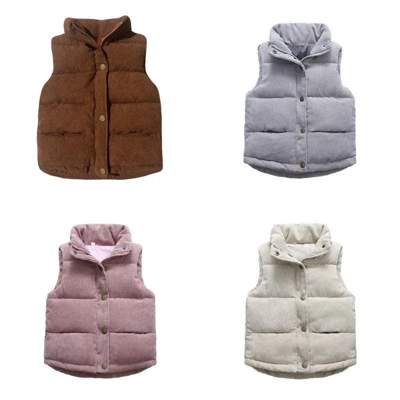 

Осенние вельветовые жилеты для девочек, хлопковые куртки, зимние детские толстые теплые верхняя одежда для мальчиков, детское пальто, повседневный жилет, одежда