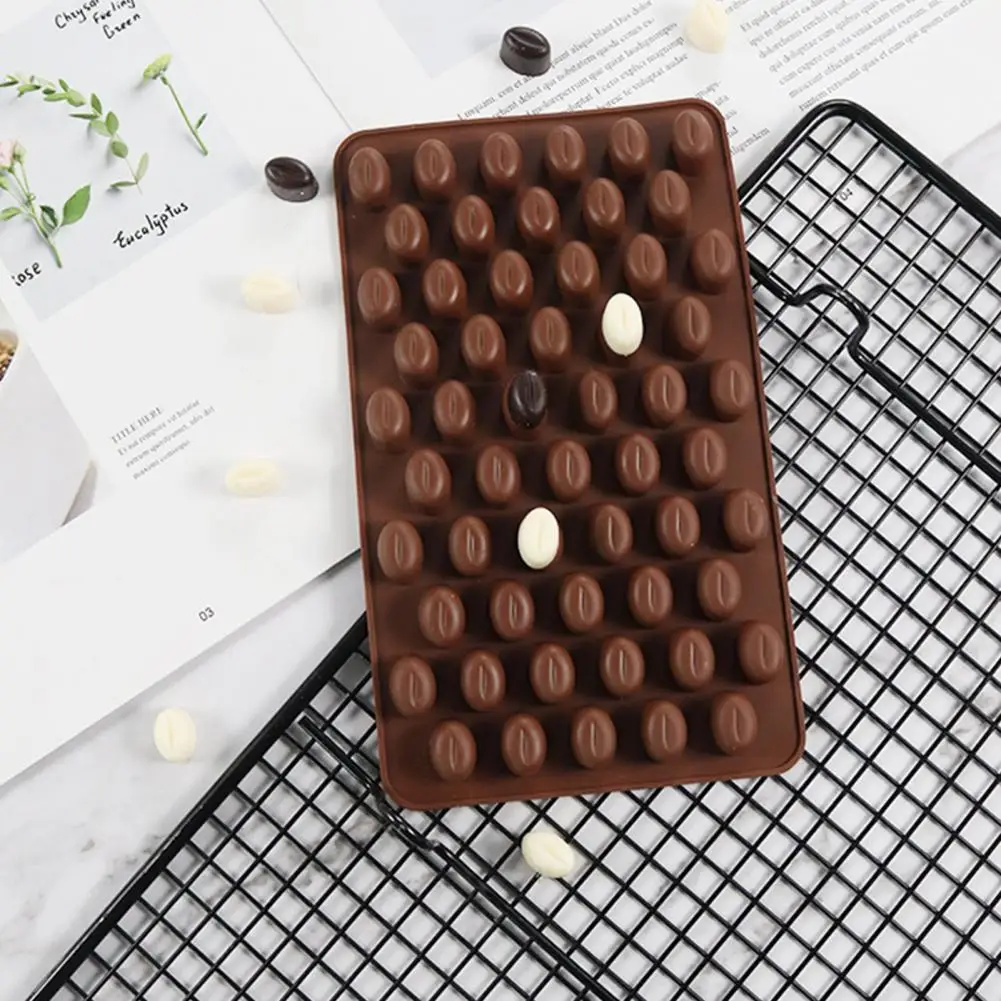 Mini Coffee Beans,Chocolate Mold,55 Cavity,Non-stick Chocolate Sugarcraft Candy Mold,Fondant Cake Baking Pastry Tools