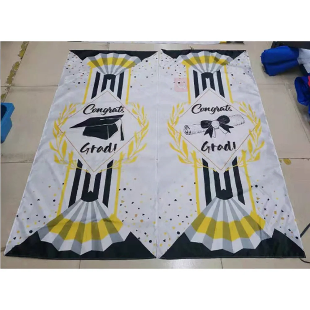 

1Pair Graduation Door Curtain Banner Photo Booth Backdrop Letter Design Durable Safe Hanging Indoor Outdoor Event Decor