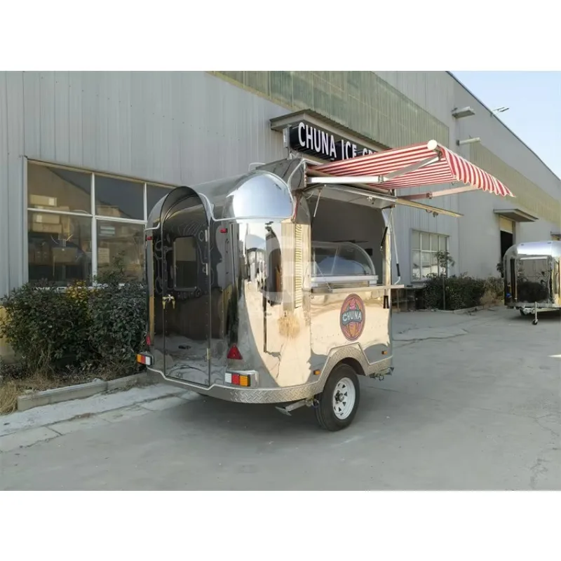 American Stainless Steel Fully‑Equipped Mobile Food Cart Trailer, Ice‑Cream Station For Fast‑Food Commercial Events