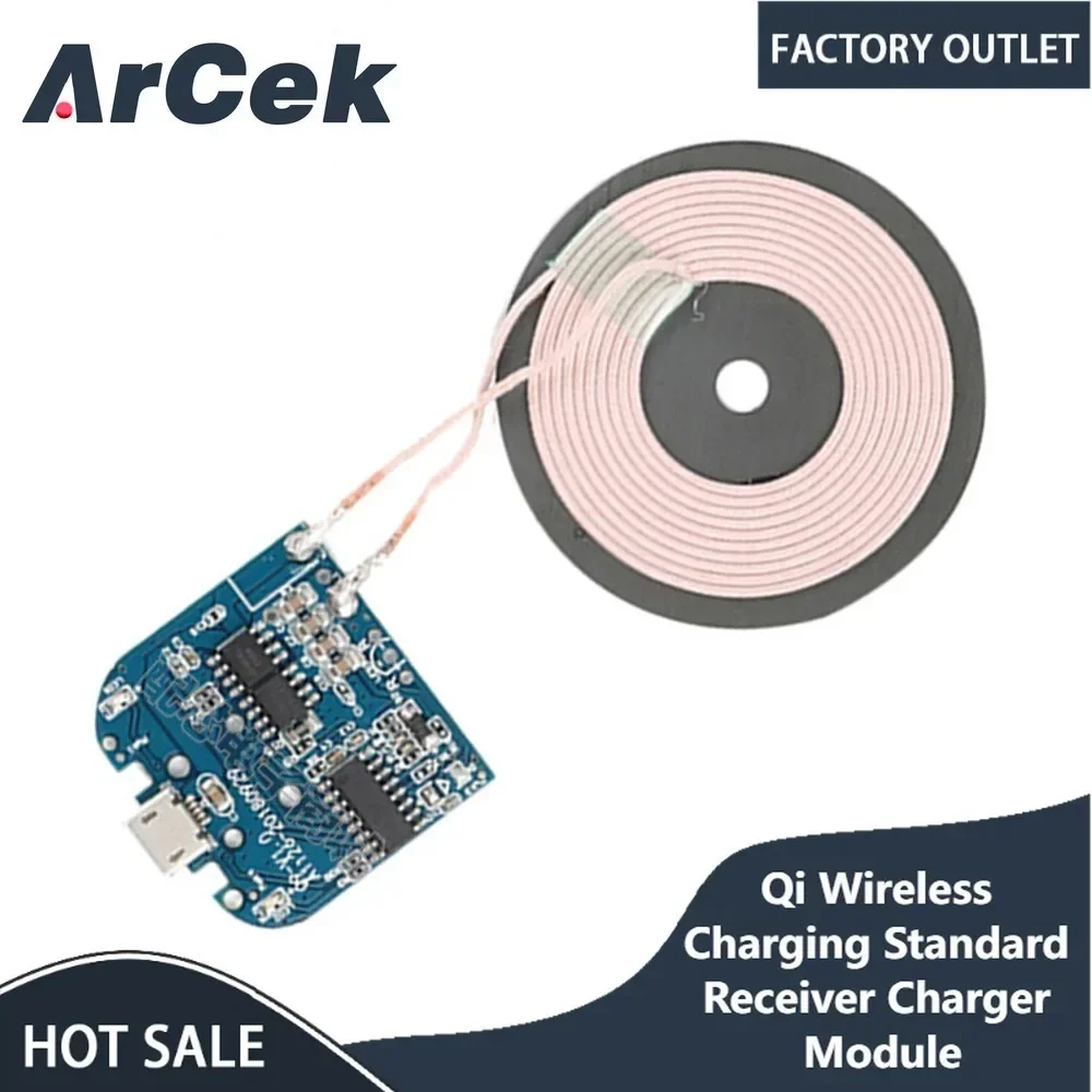 Modulo caricabatterie ricevitore Standard di ricarica Wireless Qi per scheda caricabatterie Micro USB per telefono cellulare DC 5V 2A 10W