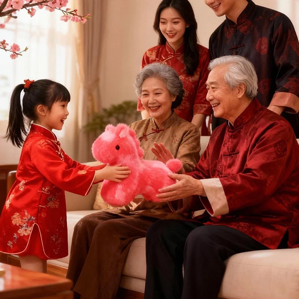 2026 25cm caballo colorido juguete de peluche Año Nuevo mascota caballo muñeco de peluche encantador regalo de Año Nuevo regalo de Navidad para niños niñas