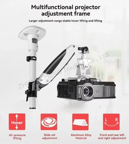 Universal pneumatic telescopic projector mount (wall/ceiling mountable), aluminum alloy, for Epson projectors