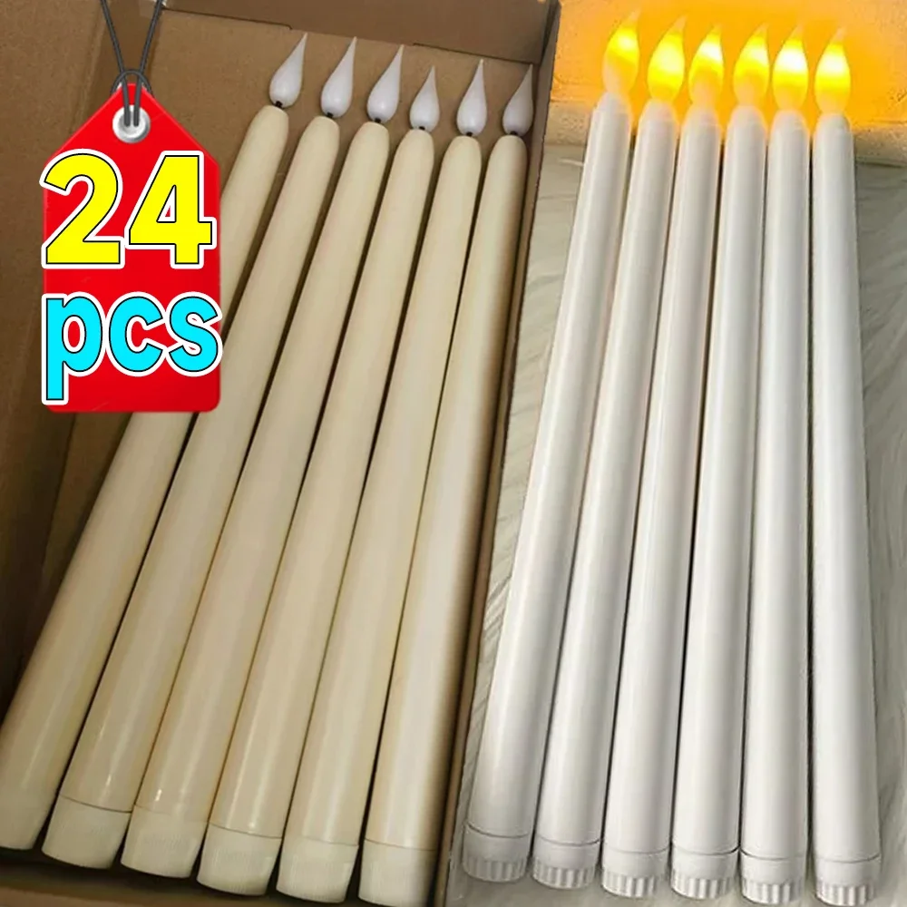 3d Taper Long-pole Candles Lights Led Flameless Pointed Candle Light Battery Electronic Tealight Wedding Christmas Party JJ3159