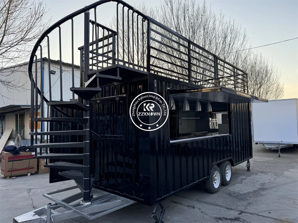 Reboque de comida de dois andares personalizado, caminhão de comida móvel, sorvete, café, churrasco, van de comida, reboques de catering