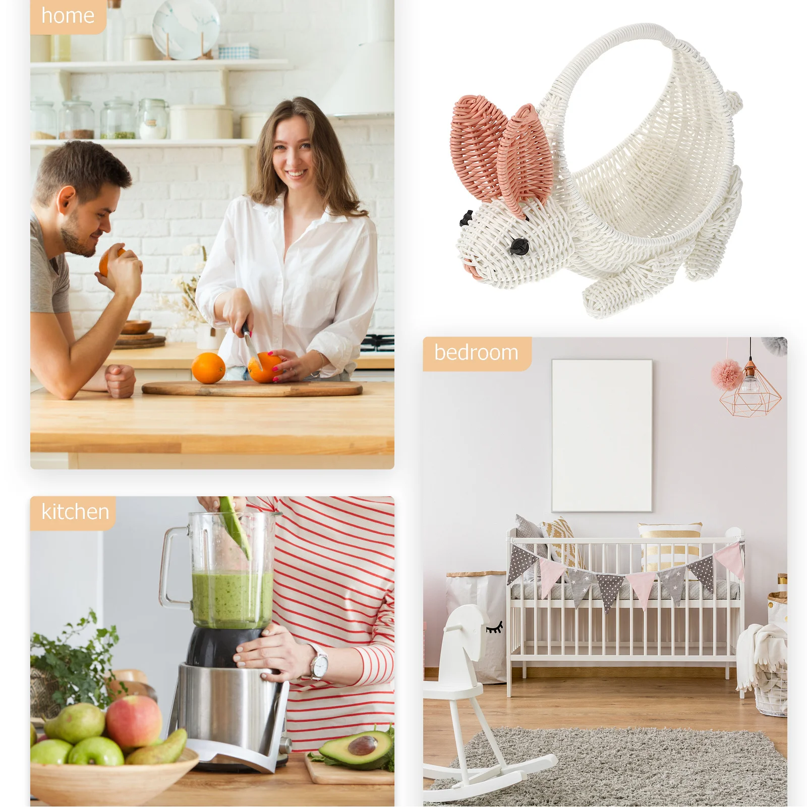 Woven Fruit With Handle Portable Storage Basket For Kitchen Decorative Flower Holder Gift Wedding Party Snack Bread Basket