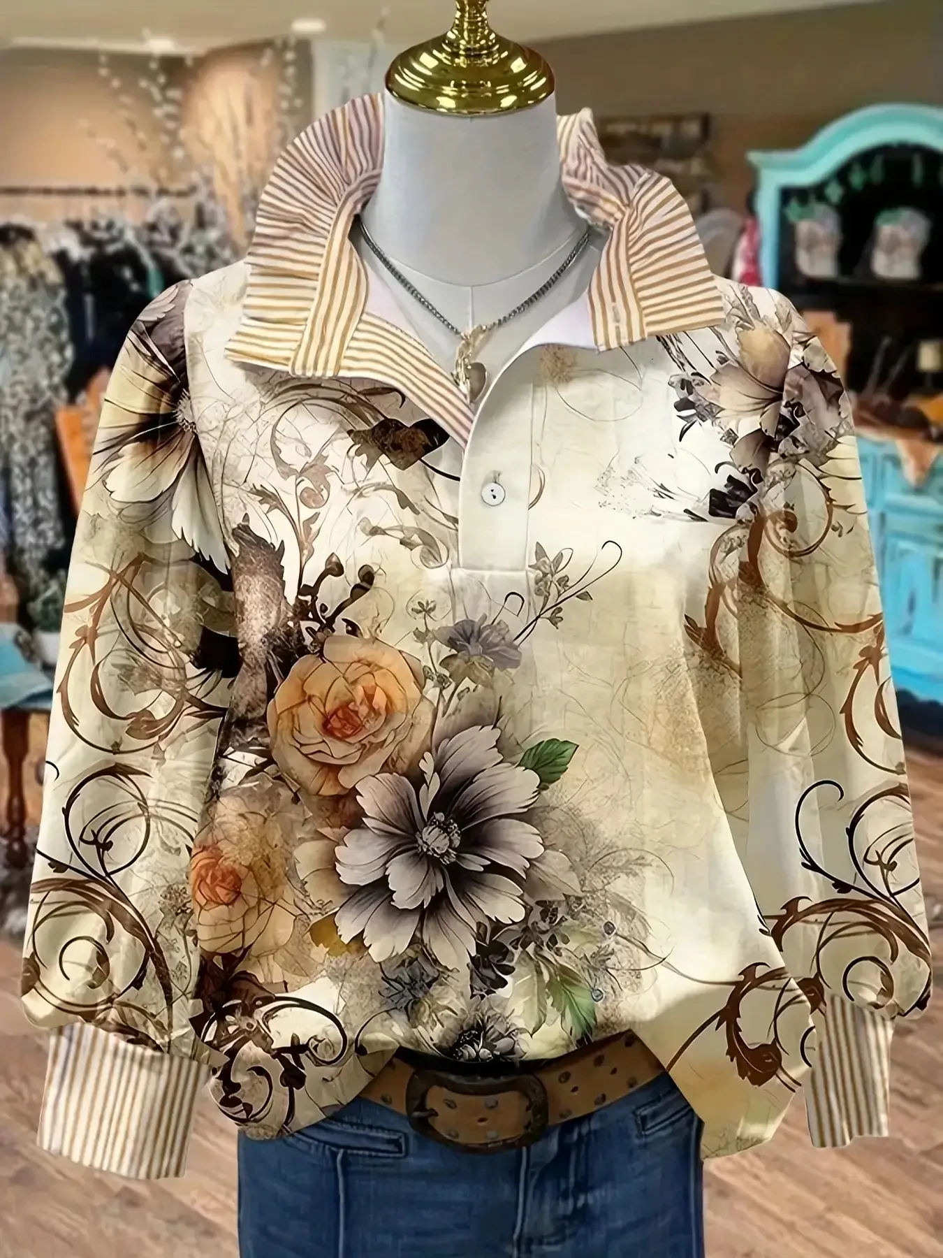 2026 Women's new casual jeans with a variety of colorful western prints, loose wide leg design, Seasonal fashion