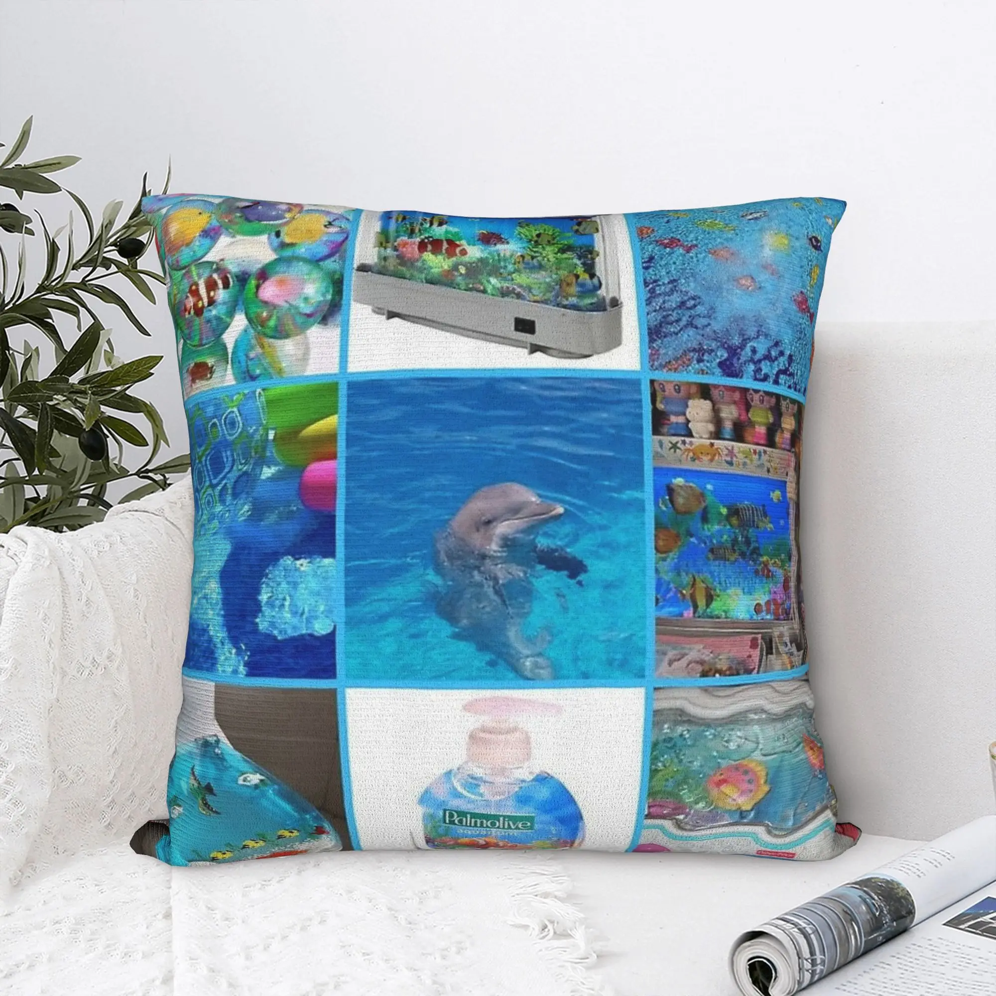 dolphin frutiger aero Square Pillow Case  Cushion Cover Novelty Zipper Decor Pillowcase for Seat 18
