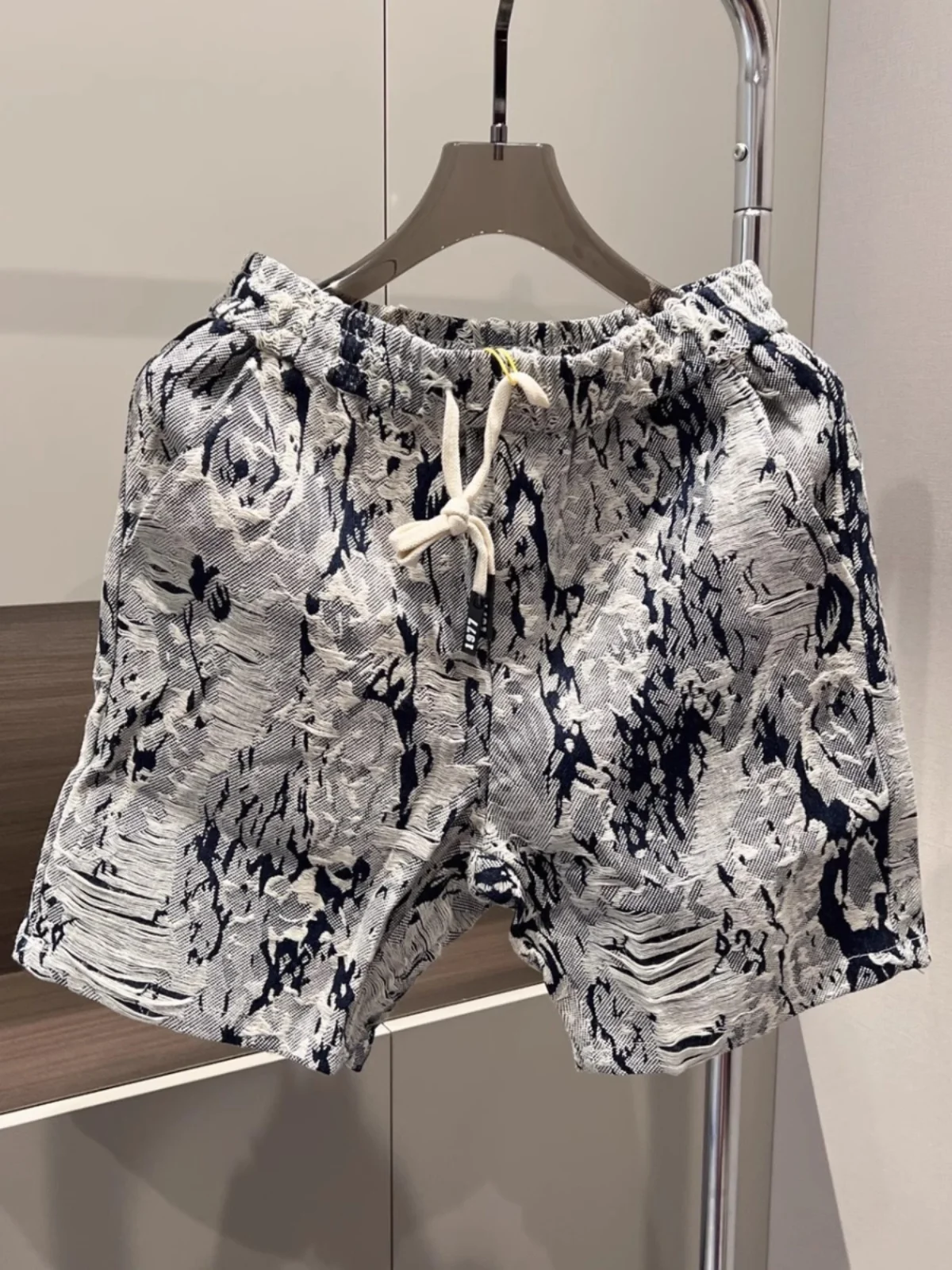 

Summer New Floral Design Loose Men's Denim orts Casual Straight Leg Five-Quarter Length Youthful Energy Sle Anti-Wrinkle