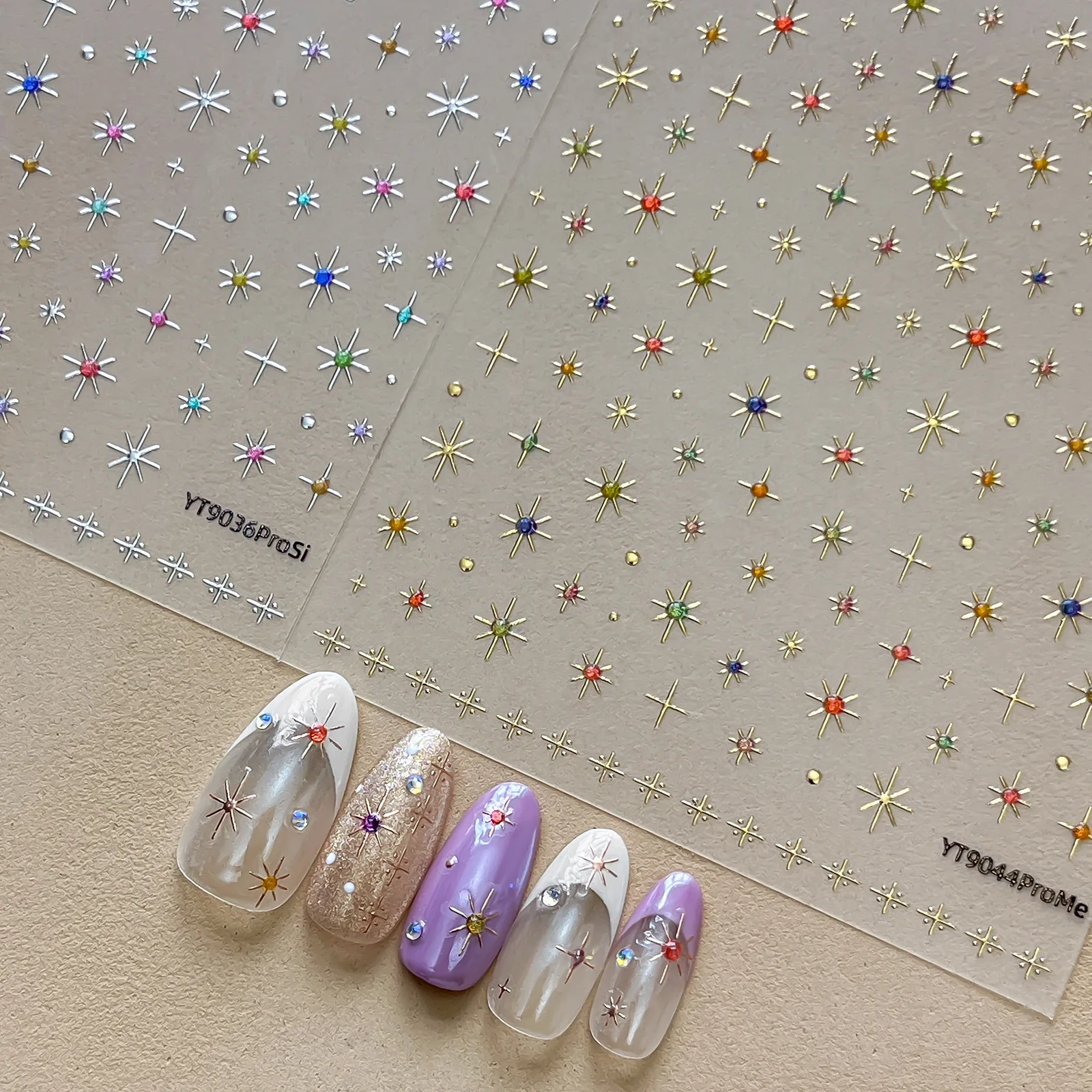 1 Piece 5d Silver Nail Stickers Metal Mini Star Nail Art Stickers High Quality Exquisite Decals Self-Adhesive Nail Art Stickers