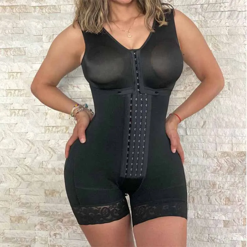 Roupa íntima pós-parto de cintura alta para mulheres, reparo pós-parto, fecho frontal ajustável, 4 ganchos, sutiã embutido, realce natural