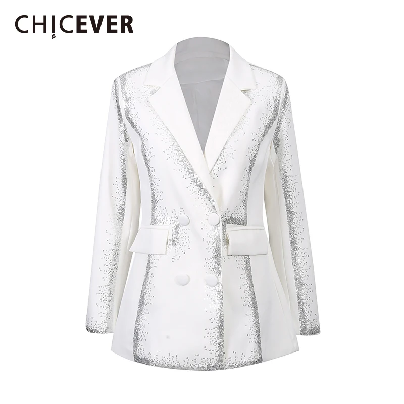 

CHICEVER однотонная куртка с блестками, женская куртка с лацканами и длинными рукавами для похудения, роскошные французские женские куртки, осенняя мода, новый стиль