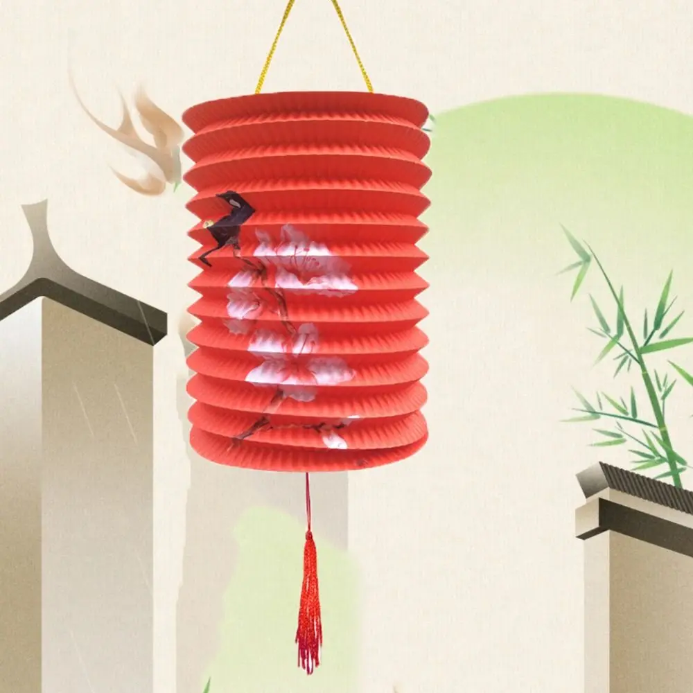 Paper Organ Lantern Foldable Cylindrical Hanging Lantern Chinese Style Printed Middle Autumn Festival Lantern Door